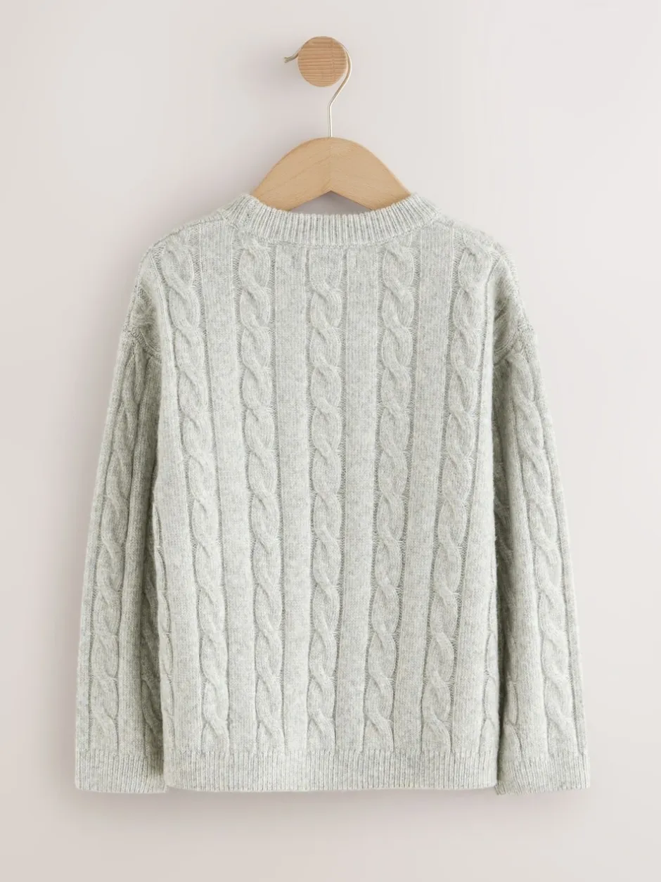 Next Gris - Pull à col rond en maille torsadée (3-16ans)