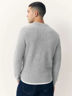 Next Gris - Pull à Coupe classique texturé en maille à Col rond Online