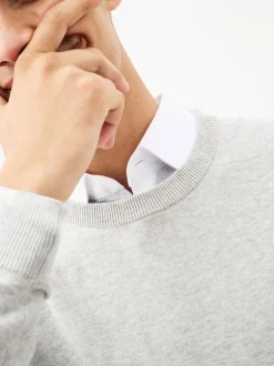 Next Gris - Pull Col rond en pur Coton Coupe classique Outlet