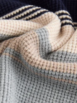 Next Gris - Pull color block rayé en maille à col ras du cou (3-16ans) Clearance