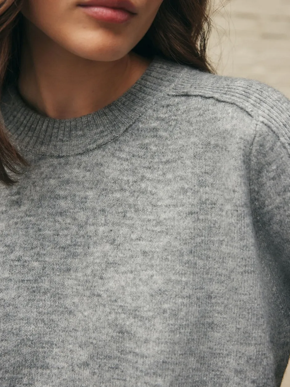 Next Gris - Pull en maille à col rond en laine Sale