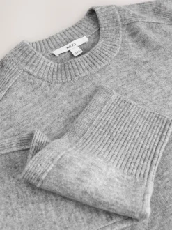 Next Gris - Pull en maille à col rond en laine Sale