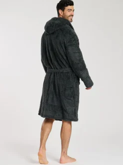 Loungeable Gris - Robe de chambre à capuche Sherpa Sale