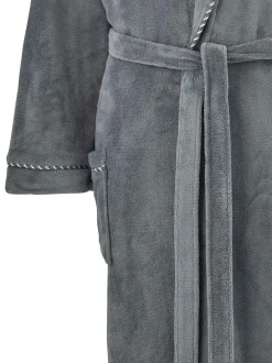 Savile Row Company Gris - Robe de chambre légère en polaire douce à bords de corde Online