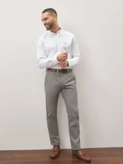 Next Gris - Slim Fit (Slim Fit) - Pantalon chino doux imprimé à ceinture