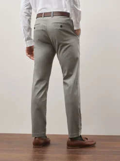 Next Gris - Slim Fit (Slim Fit) - Pantalon chino doux imprimé à ceinture