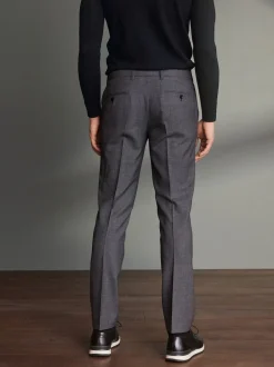 Next Gris - Slim Fit (Slim Fit) - Pantalons Signature en 100 % laine avec ceinture Motion Flex