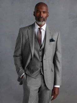 Next Gris - Slim Fit (Slim Fit) - Veste de costume en flanelle de laine et cachemire mélangées Signature Zignone Clearance