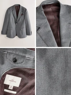 Next Gris - Slim Fit (Slim Fit) - Veste de costume en flanelle de laine et cachemire mélangées Signature Zignone Clearance