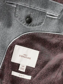 Next Gris - Slim Fit (Slim Fit) - Veste de costume en flanelle de laine et cachemire mélangées Signature Zignone Clearance