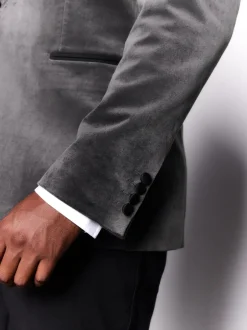 Next Gris - Slim Fit (Slim Fit) - Blazer Motionflex Extensible en velours New