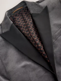 Next Gris - Slim Fit (Slim Fit) - Blazer Motionflex Extensible en velours New