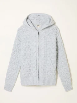 Fat Face Gris - Sweat à capuche FatFace en Torsade tricotée Discount