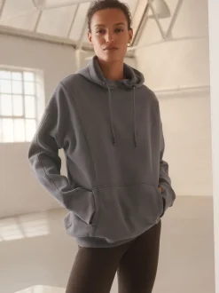 Next - Sweat-shirt à capuche long actif à coutures apparentes ultra-doux avec poches Gris