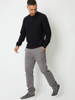 Threadbare Gris - Coupe droite Canvas Pantalons With Extensible Hot