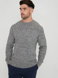 Threadbare Gris - Manches raglan Col rond Pull Sale
