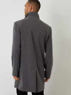Threadbare Gris - Manteau utilitaire long en fausse laine à couche fantaisie Hot