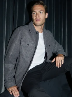 Threadbare Gris - Veste à boutons brossés-chemise Clearance