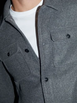 Threadbare Gris - Veste à boutons brossés-chemise Clearance