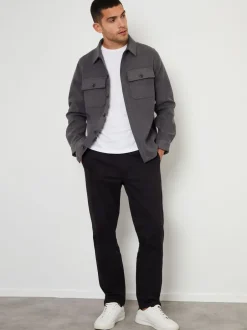 Threadbare Gris - Veste-chemise à boutons en laine et fausse fourrure Online