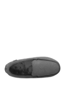 Totes Gris - Mens Isotoner Square Patterned Smart Moccasin Slippers Clearance