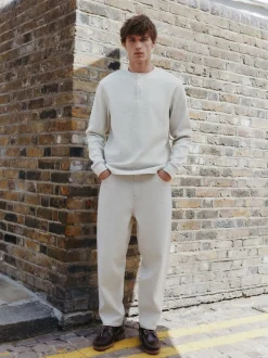 Next Gris - T-shirt manches longues à col mao Discount