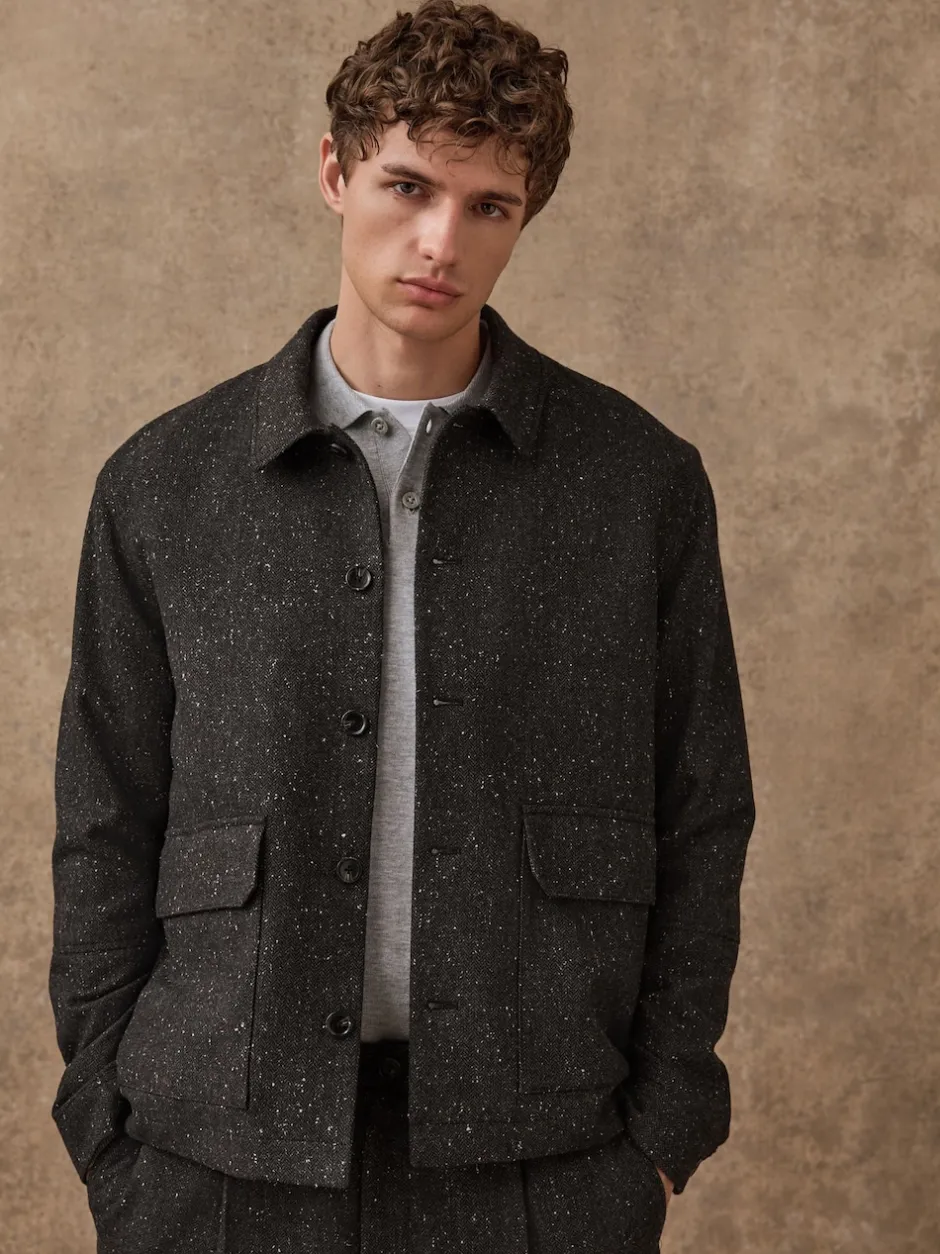 Next Gris - Veste à Chevrons texturée en laine Outlet