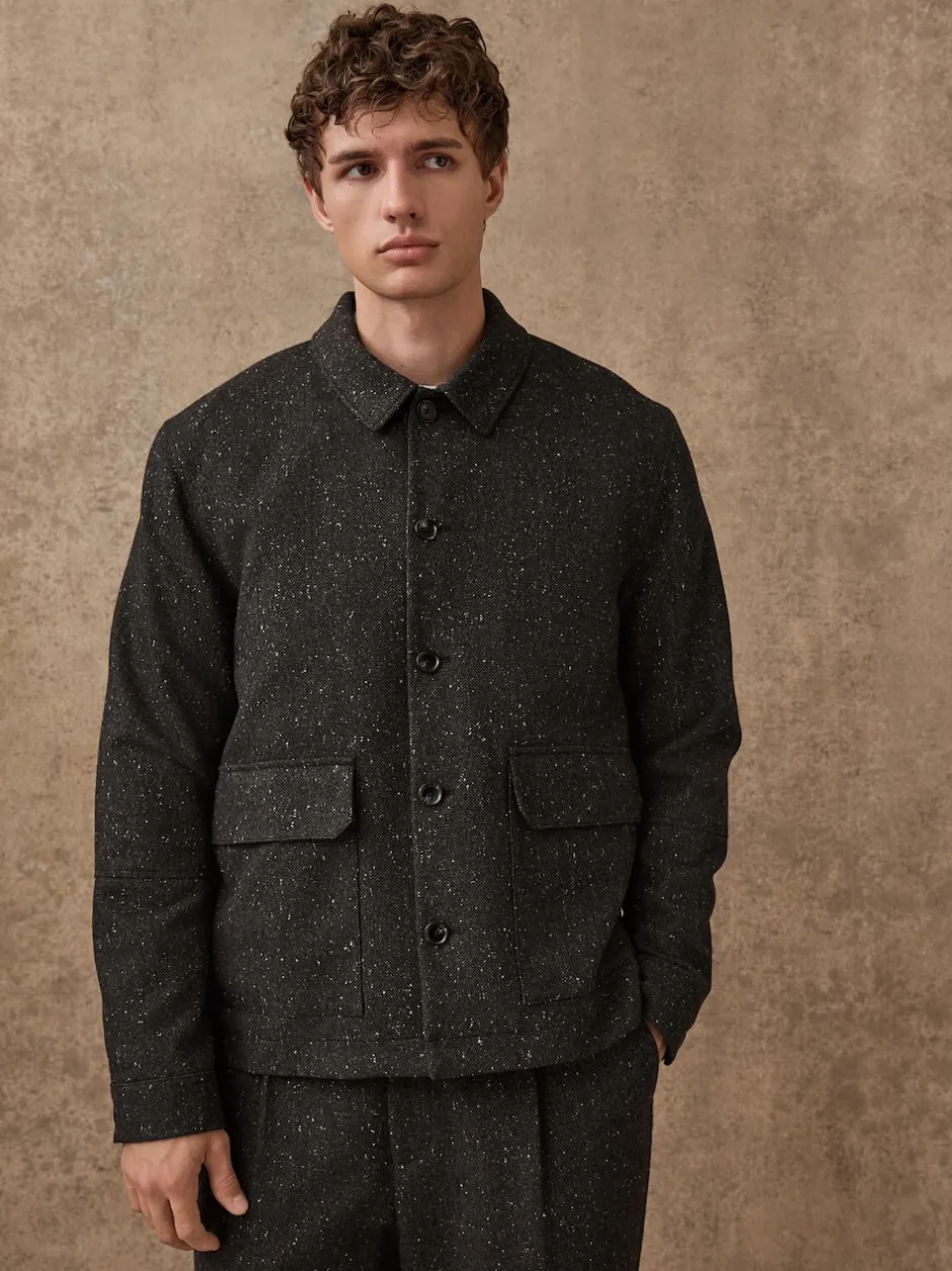 Next Gris - Veste à Chevrons texturée en laine Outlet