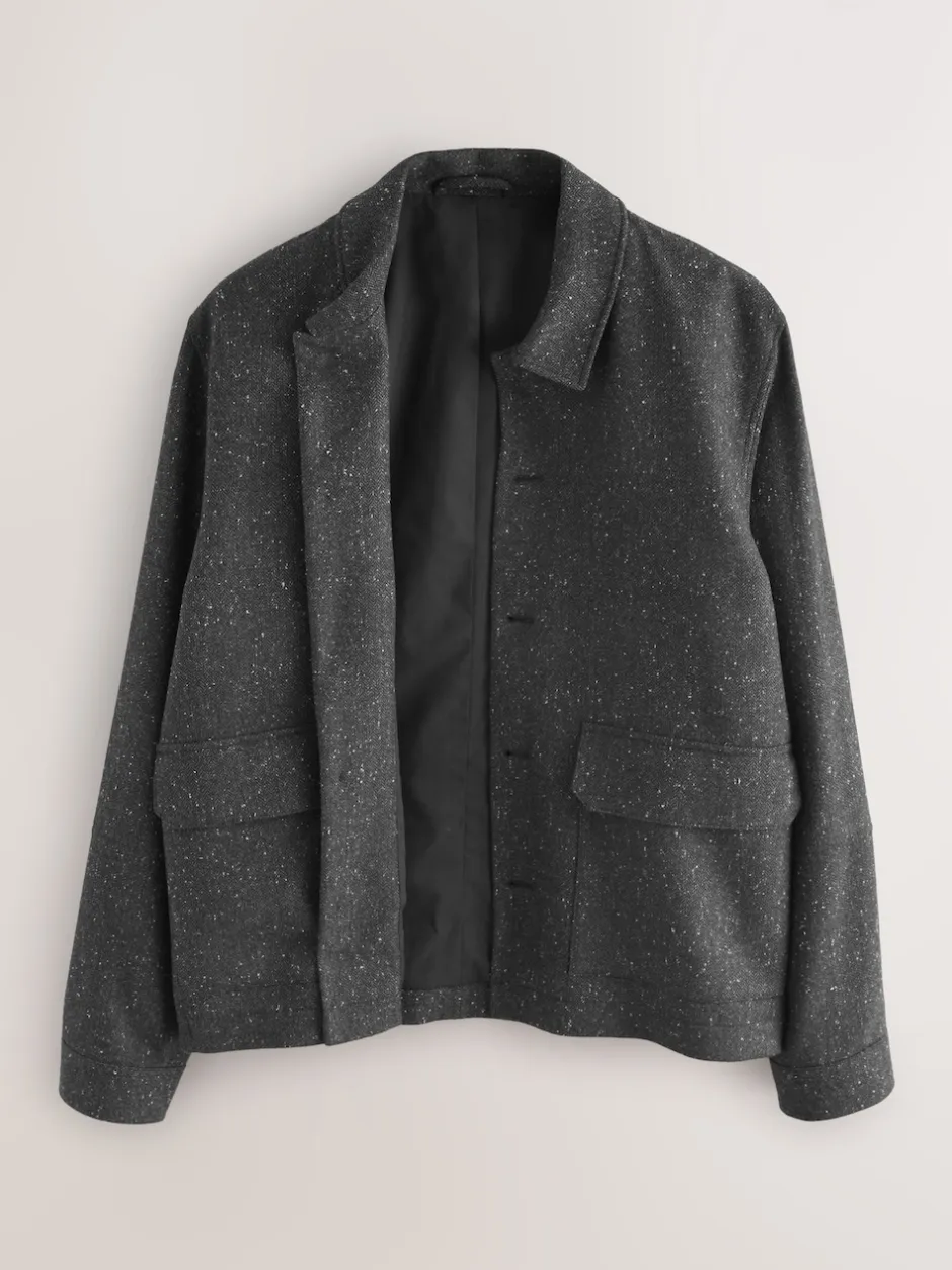 Next Gris - Veste à Chevrons texturée en laine Outlet