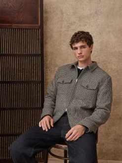 Next Gris - Veste élégante à deux poches en dents de poule Discount