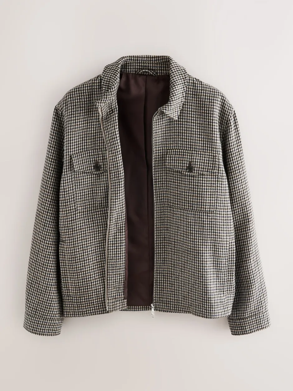 Next Gris - Veste élégante à deux poches en dents de poule Discount