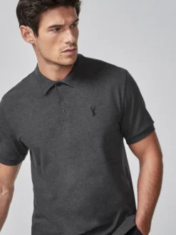 Next - Ajustement régulier - Polo Manches courtes Pique Gris anthracite Hot