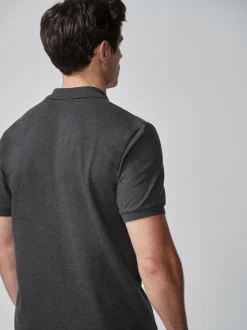 Next - Ajustement régulier - Polo Manches courtes Pique Gris anthracite Hot