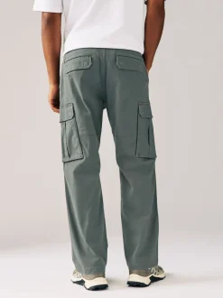 Next Gris anthracite - - Pantalon cargo stretch en coton Coupe ample Sale