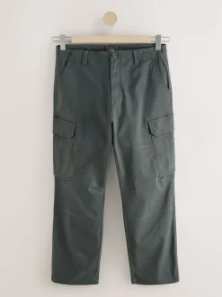 Next Gris anthracite - - Pantalon cargo stretch en coton Coupe ample Sale