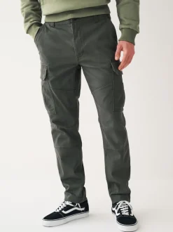Next - Slim Fit (Slim Fit) - Pantalon cargo stretch en coton Gris anthracite Clearance
