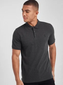 Next - Slim Fit (Slim Fit) - Polo Manches courtes Pique Gris anthracite Best