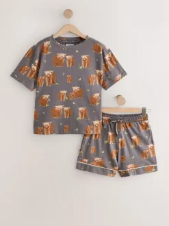 Next Gris anthracite Hamish the Highland Cow - Pyjamas ensemble shorts en 100 % coton Best