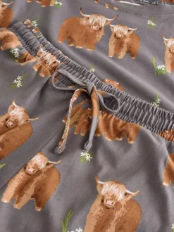 Next Gris anthracite Hamish the Highland Cow - Pyjamas ensemble shorts en 100 % coton Best