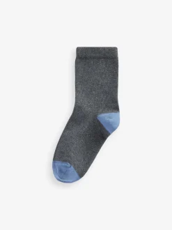 Next Gris avec talon et orteil contrastés - Paquet de chaussettes en coton riche 10 Sale