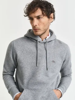 Gant Gris chiné - Pull Over - Sweat-shirt à capuche Regular Shield Best