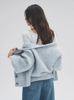 The Set Gris chiné/bleu clair - lot de 2 cardigans côtelés en maille épaisse Online