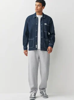 Next Gris chiné/bleu marine - Lot de 2 pantalons de jogging épais à dos brosse droit Sale