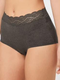 Next - Lot de 4 culottes en coton et dentelle Gris chiné/rose/prune Clearance