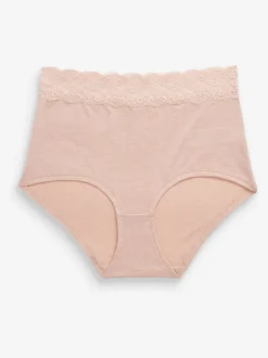 Next - Lot de 4 culottes en coton et dentelle Gris chiné/rose/prune Clearance