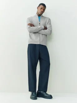 Next Gris clair - Cardigan zippé N.premium coupe classique 100% coton haut de gamme Online