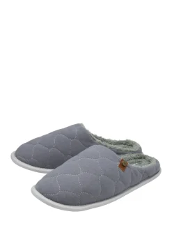 Dunlop Gris clair - Chaussons mules matelassés homme Clearance