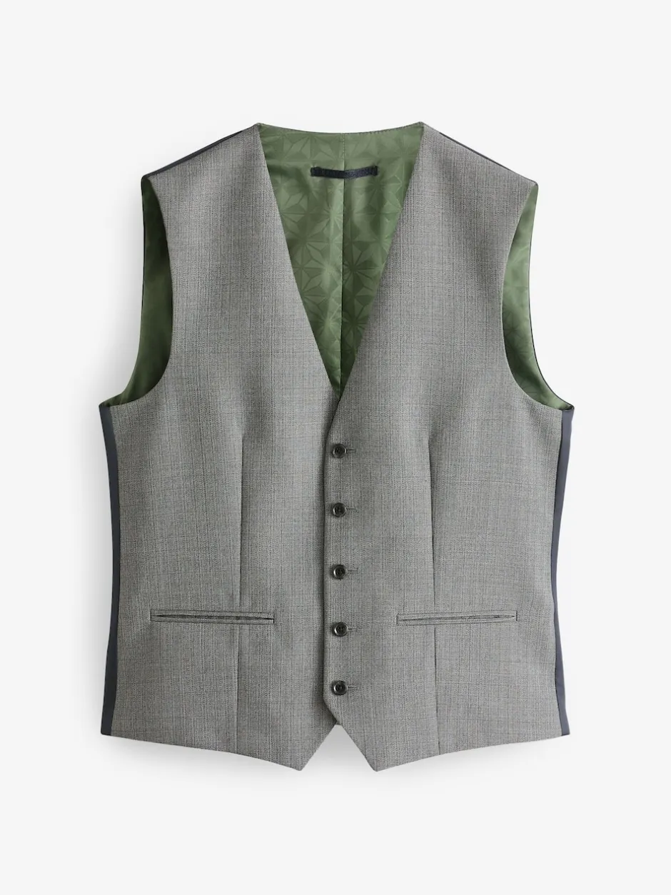Next Gris clair - Gilet de costume en laine Blend texturée