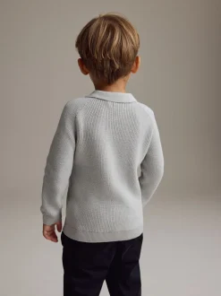 Next Gris clair - Manches longues Quarter Zip Knitted Polos (3mths-7yrs) Best