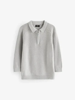 Next Gris clair - Manches longues Quarter Zip Knitted Polos (3mths-7yrs) Best